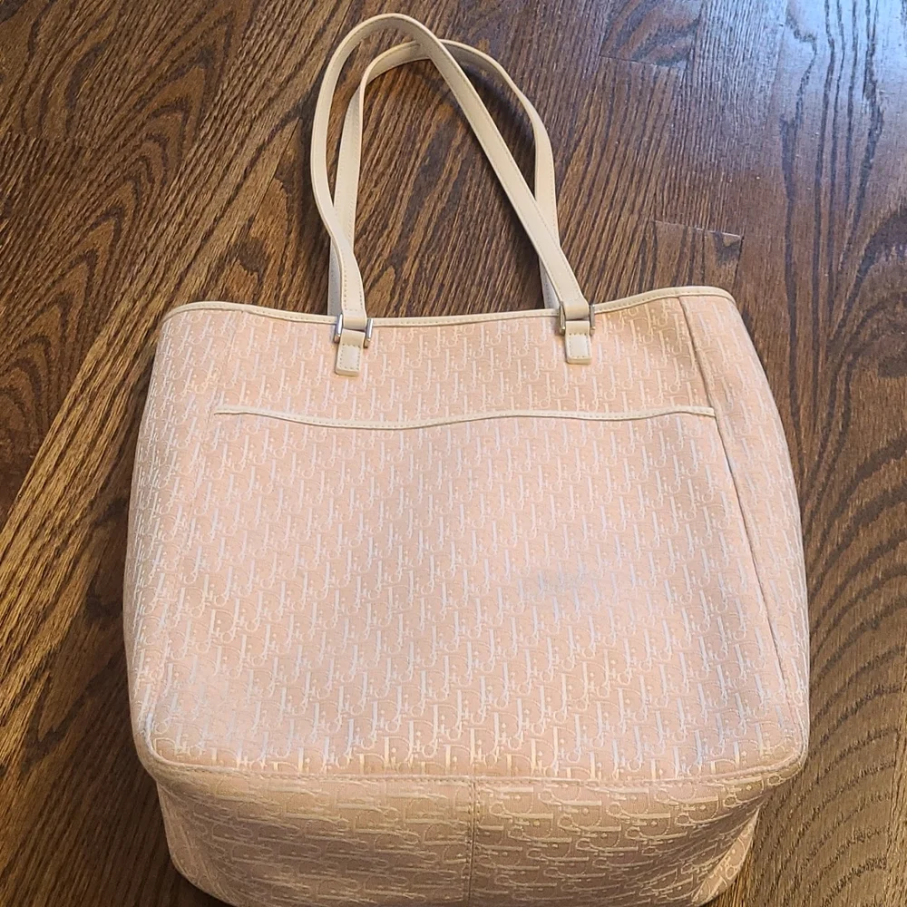Dior Light Pink Quilted Tote with White Straps